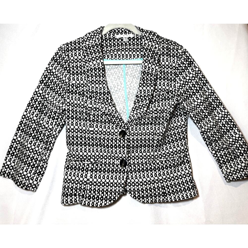Cabi Du Jour Blazer Sz 8‎ Black White Geometric Circle Women Jacket capsule chic